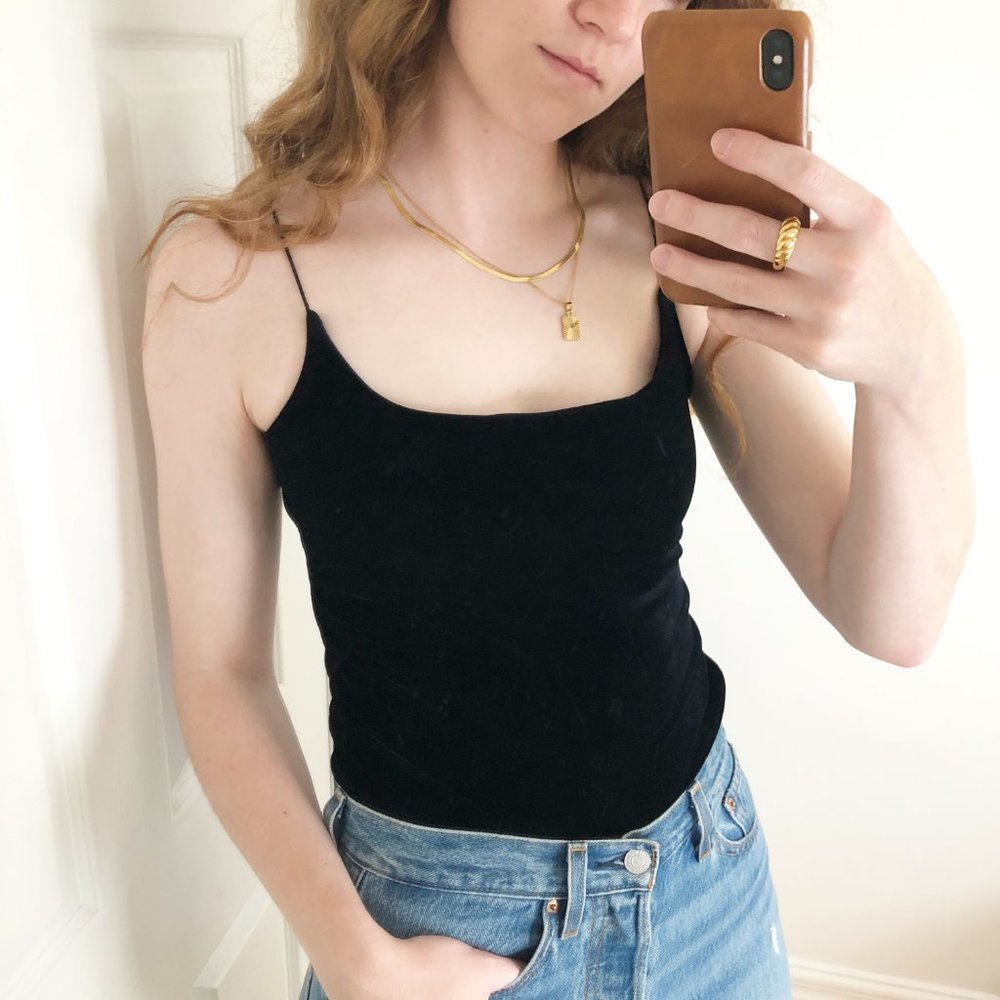 Stunning Vintage Luxe Squared Neck Velvet Silk Top - Picture 9 of 9